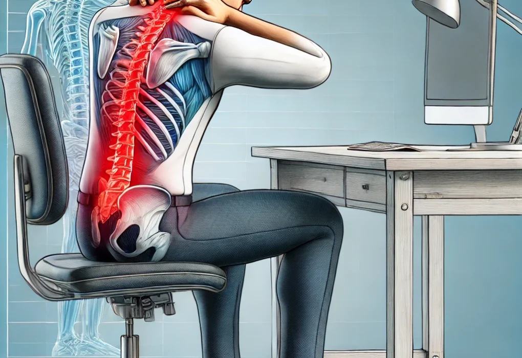 pain in the upper back and cervical region due to poor posture.